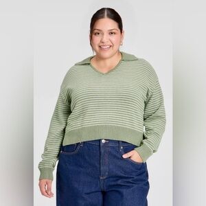 Universal Thread Sage Striped V-Neck Sweater